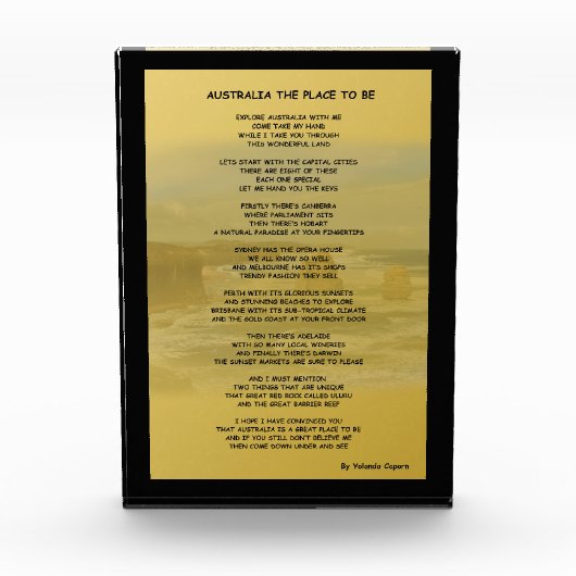 オーストラリアのアクリルブロックになる場所 フォトブロック (正面)