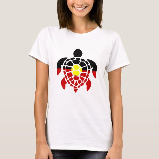 オーストラリアのアボリジニのウミガメ Tシャツ (正面)
