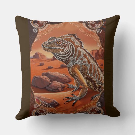 オーストラリアのイグアナトカゲ野生動物のシーン クッション (裏面)