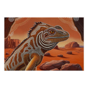 オーストラリアのイグアナトカゲ野生動物のシーン ポスター