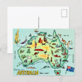 オーストラリアのイラスト地図はがき ポストカード (正面/裏面)