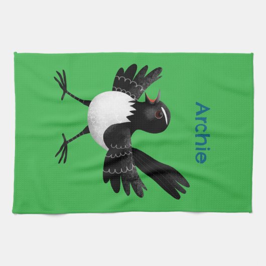 オーストラリアのウィリー・ワグテールパーソナライズされた漫画 キッチンタオル (横)