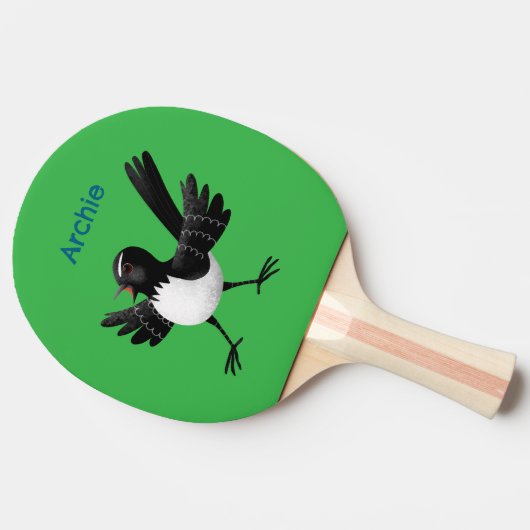 オーストラリアのウィリー・ワグテールパーソナライズされた漫画 卓球ラケット (横)