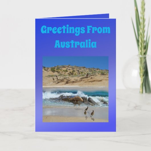 オーストラリアのエミューおよびコアラ、誕生日 カード (正面)