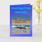 オーストラリアのエミューおよびコアラ、誕生日 カード (黄色い花)