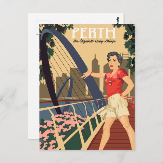 オーストラリアのエリザベス・キー・ブリッジのパース ポストカード (正面/裏面)