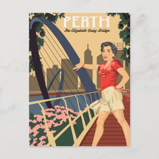 オーストラリアのエリザベス・キー・ブリッジのパース ポストカード (正面)