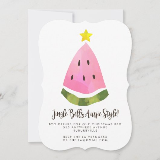 オーストラリアのオーストラリアの夏のクリスマスクリスマスBBQパーティー 招待状 (正面)