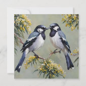 オーストラリアのカササギの油彩画、結婚式の招待状 招待状 (裏面)