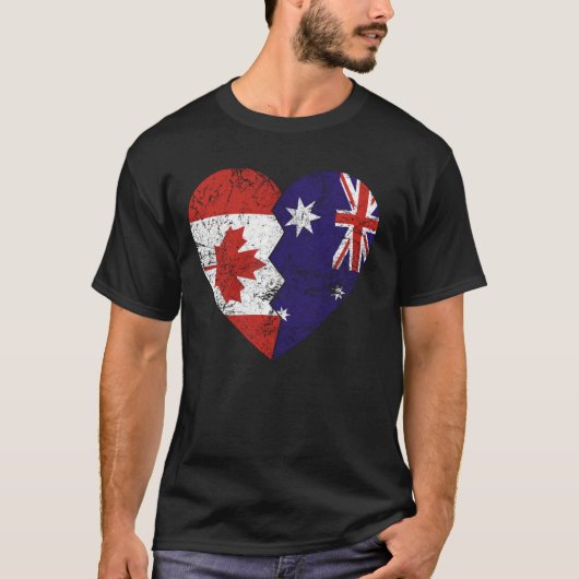 オーストラリアのカナダ国旗ハートカナダR Tシャツ (正面)
