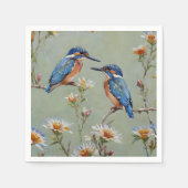 オーストラリアのカワウソと花絵を描油。 スタンダードカクテルナプキン (正面)