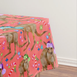 オーストラリアのカンガルーのクリスマスピンク テーブルクロス
