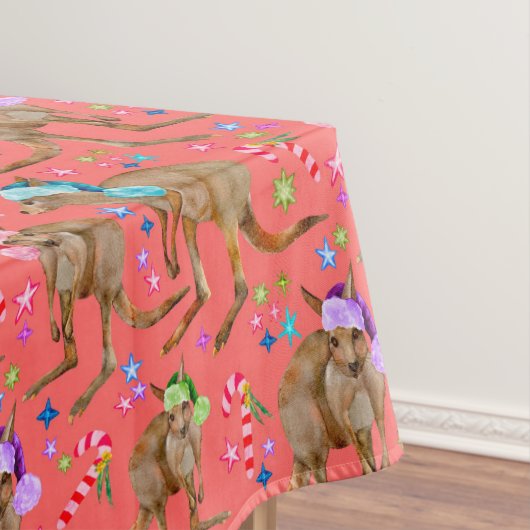 オーストラリアのカンガルーのクリスマスピンク テーブルクロス (インサイチュ)