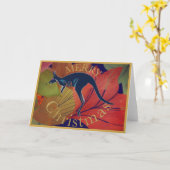 オーストラリアのカンガルーのメリークリスマス カード (黄色い花)