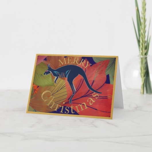 オーストラリアのカンガルーのメリークリスマス カード (正面)