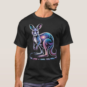 オーストラリアのカンガルー動物アートポトレイトワラビー Tシャツ
