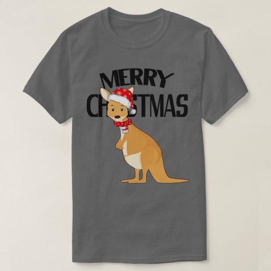 オーストラリアのクリスマスかわいいカンガルー Tシャツ (デザイン正面)