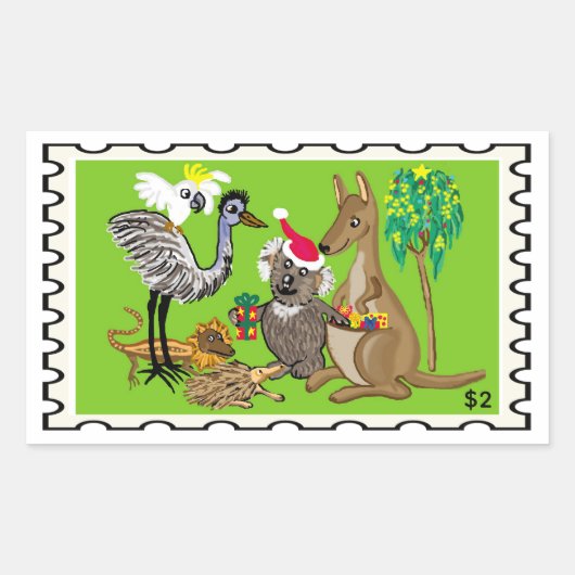 オーストラリアのクリスマスのサンタコアラ 長方形シール (正面)