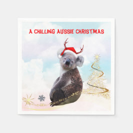 オーストラリアのクリスマスを寒さを感じるコアラ スタンダードカクテルナプキン