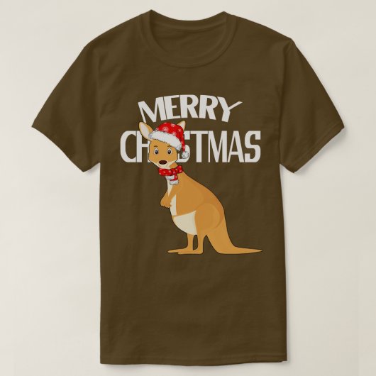 オーストラリアのクリスマスカンガルー Tシャツ (デザイン正面)