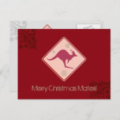 オーストラリアのクリスマスカンガロおもしろいーの道路標識 シーズンポストカード (正面/裏面)