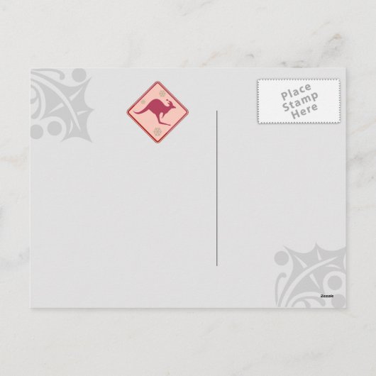 オーストラリアのクリスマスカンガロおもしろいーの道路標識 シーズンポストカード (裏面)