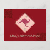 オーストラリアのクリスマスカンガロおもしろいーの道路標識 シーズンポストカード (正面)