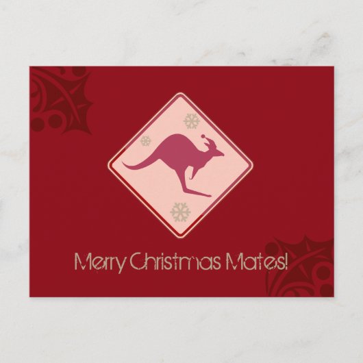オーストラリアのクリスマスカンガロおもしろいーの道路標識 シーズンポストカード (正面)