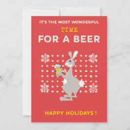 オーストラリアのクリスマスカード カンガルー ビール 楽しい シーズンカード