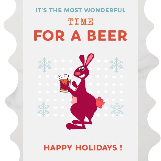オーストラリアのクリスマスカードBeer Kangaroo シーズンカード