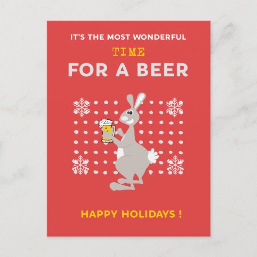 オーストラリアのクリスマスポストカーおもしろいドKangaroo Beer ポストカード (正面)