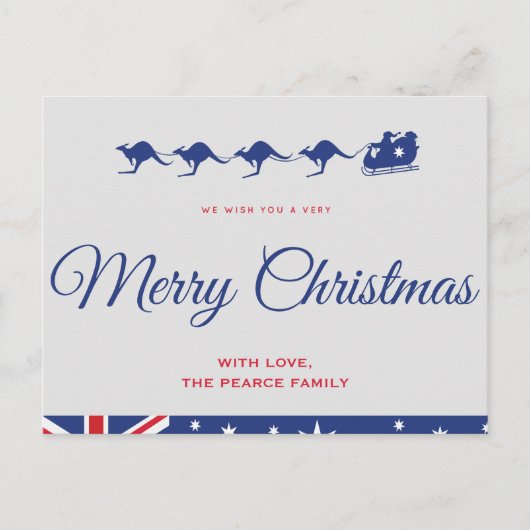 オーストラリアのクリスマスポストカード国旗カンガルーメリー ポストカード (正面)
