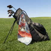 オーストラリアのケッピーそりを雪のクリスマスに ゴルフタオル (グリーン)