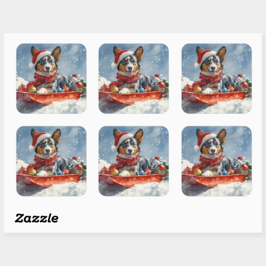 オーストラリアのケッピーそりを雪のクリスマスに スクエアシール (シート)