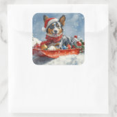 オーストラリアのケッピーそりを雪のクリスマスに スクエアシール (バッグ)