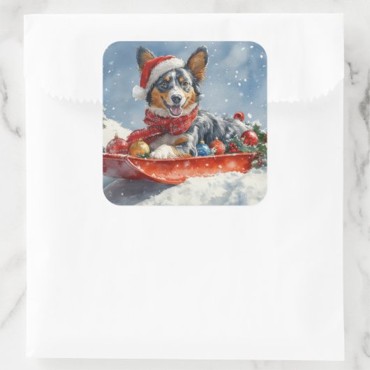 オーストラリアのケッピーそりを雪のクリスマスに スクエアシール (バッグ)