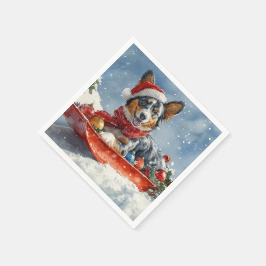 オーストラリアのケッピーそりを雪のクリスマスに スタンダードカクテルナプキン (角)