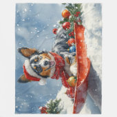 オーストラリアのケッピーそりを雪のクリスマスに フリースブランケット (正面)