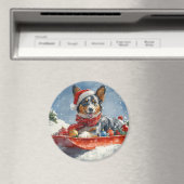 オーストラリアのケッピーそりを雪のクリスマスに マグネット (インサイチュ (食洗機))