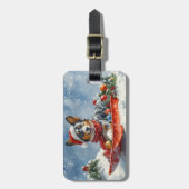 オーストラリアのケッピーそりを雪のクリスマスに ラゲッジタグ (正面縦)