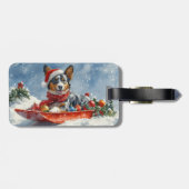 オーストラリアのケッピーそりを雪のクリスマスに ラゲッジタグ (裏面横)