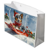 オーストラリアのケッピーそりを雪のクリスマスに ラージペーパーバッグ (裏面アングル)