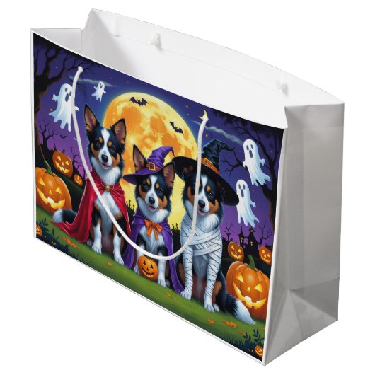 オーストラリアのケパイズドッグスパンプキンハロウィンおもしろい ラージペーパーバッグ (裏面アングル)