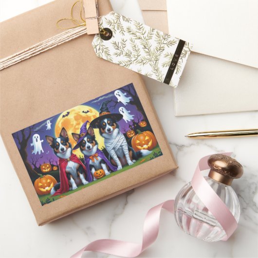 オーストラリアのケパイズドッグスパンプキンハロウィンおもしろい 長方形シール (ギフト)