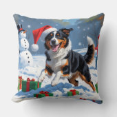 オーストラリアのケルパイクリスマスフェスティバル雪のシーン クッション (正面)