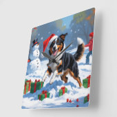 オーストラリアのケルパイクリスマスフェスティバル雪のシーン スクエア壁時計 (傾斜)