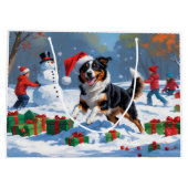 オーストラリアのケルパイクリスマスフェスティバル雪のシーン ラージペーパーバッグ (裏面)