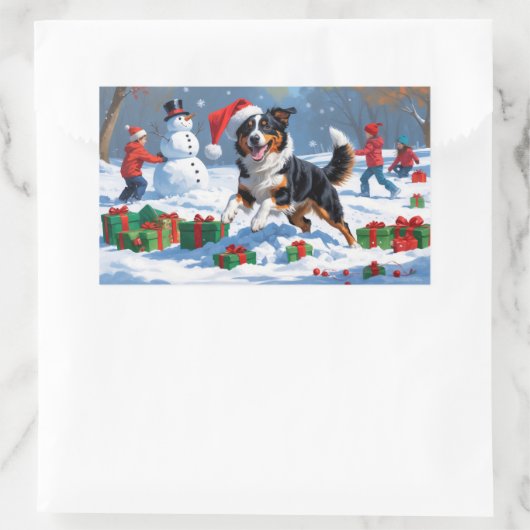 オーストラリアのケルパイクリスマスフェスティバル雪のシーン 長方形シール (バッグ)