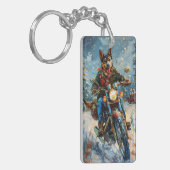 オーストラリアのケルパイドッグがオートバイクリスマスに乗る キーホルダー (正面左)