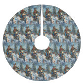 オーストラリアのケルパイドッグがオートバイクリスマスに乗る ブラッシュドポリエステルツリースカート (正面)